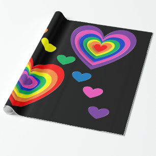 Rainbow hearts wrapping paper