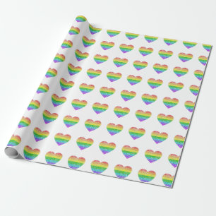 Rainbow hearts wrapping paper
