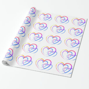 Rainbow hearts wrapping paper