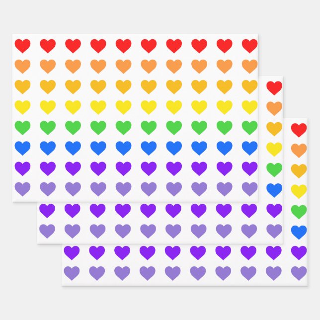 Rainbow Hearts   Wrapping Paper Sheet (Set)
