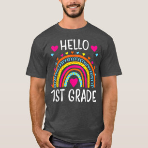 Rainbow Hello 1st Grade Back To School Teacher Stu T-Shirt