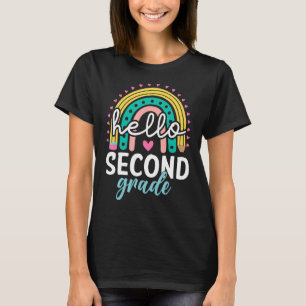 Rainbow Hello 2nd Grade Back To School Teacher Stu T-Shirt
