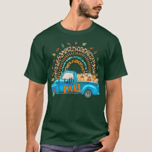 Rainbow Hello Fall Y'all Pumpkin Truck Autumn Tree T-Shirt