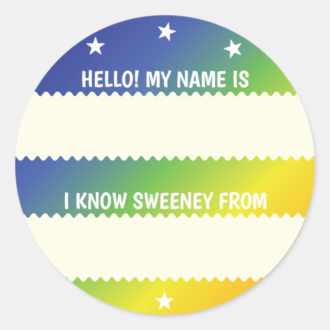Rainbow Hello Name Tag How I Know Someone (Front)