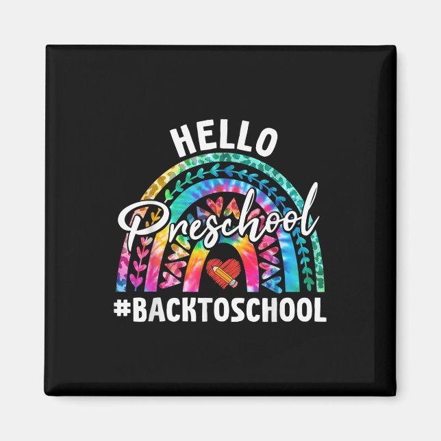 Rainbow Hello Preschool Back To School Teacher Stu Magnet (Front)