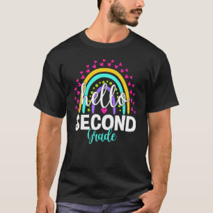 Rainbow Hello Second 2nd Grade Teacher First Day O T-Shirt