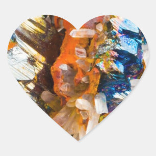Rainbow Hematite Crystal Heart Sticker