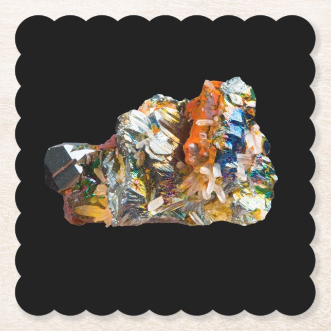Rainbow Hematite Crystal  Paper Coaster (Front)