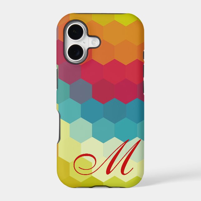 Rainbow Hexagon Pattern and Monogram 2 (Back)