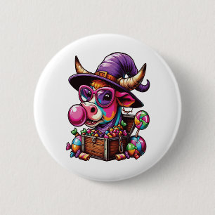 Rainbow Highland Cow Halloween 6 Cm Round Badge
