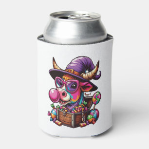 Rainbow Highland Cow Halloween Can Cooler