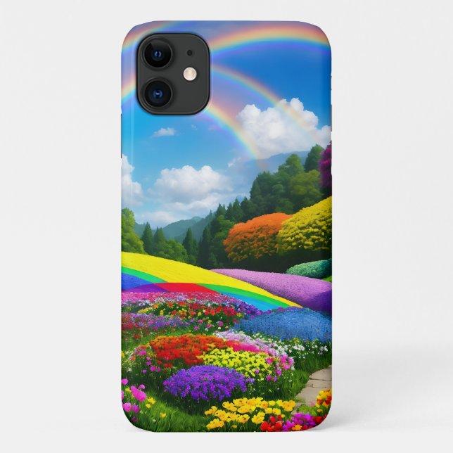 Rainbow Hills and Flowers Two Case-Mate iPhone Case (Back)