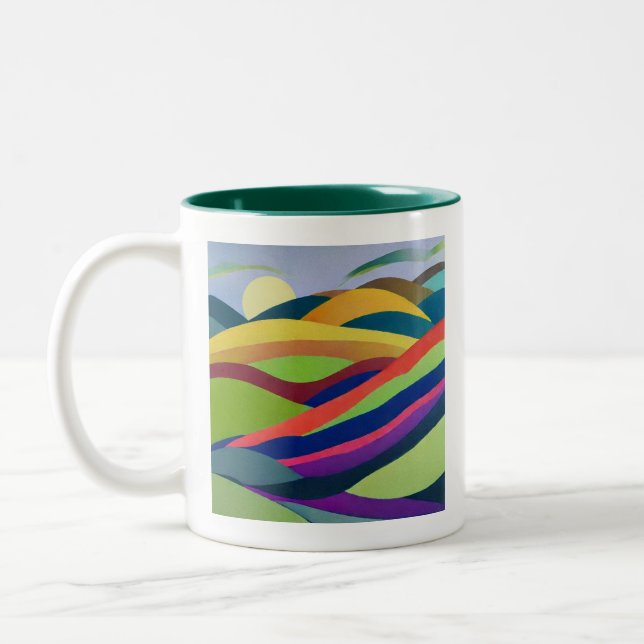 Rainbow Hills Landscape Two-Tone Coffee Mug (Left)