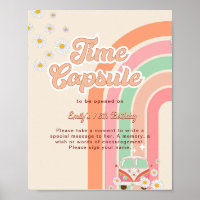 Rainbow Hippie 70's 1st birthday Time Capsule Sign