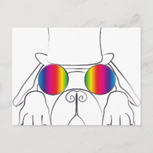 Rainbow Hippie Dog Postcard