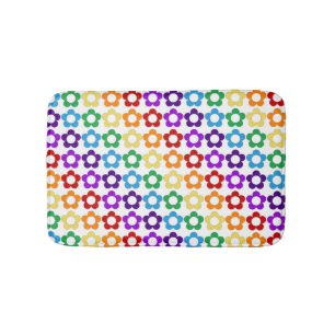 Rainbow hippie flowers pattern bath mat