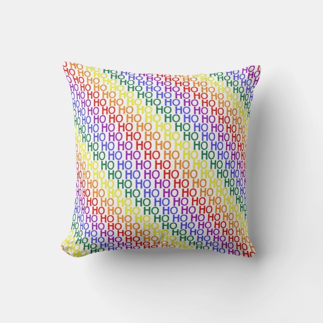 Rainbow Ho Ho Ho Pattern Throw Pillow (Front)