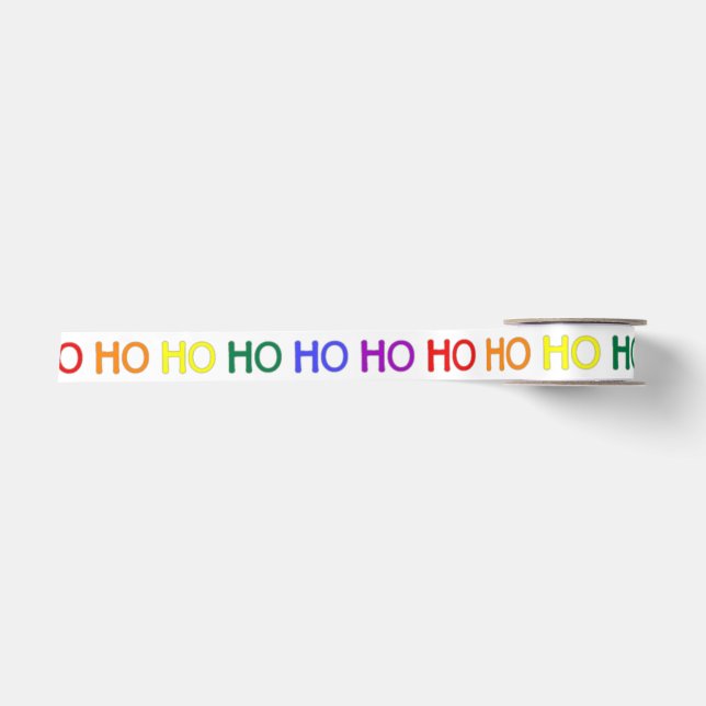 Rainbow Ho Ho Ho Ribbon Satin Ribbon (Front)