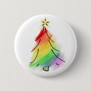 Rainbow Holiday Tree 6 Cm Round Badge