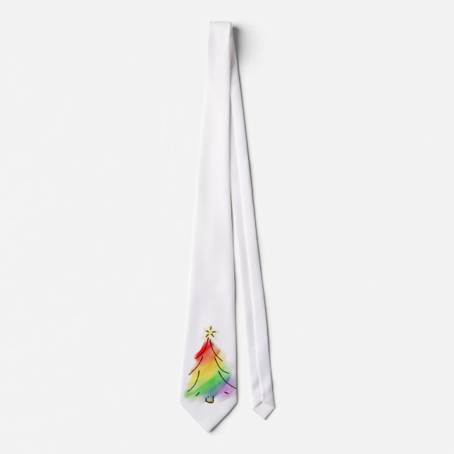 Rainbow Holiday Tree Tie (Front)