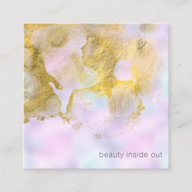 *~* Rainbow Holograghic Hair Beauty Unicorn AP1 Square Business Card (Front)