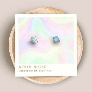 Rainbow Hologram Stud Earring Display Square Business Card