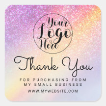 Rainbow Holograph Glitter Ombre Customer Thank You