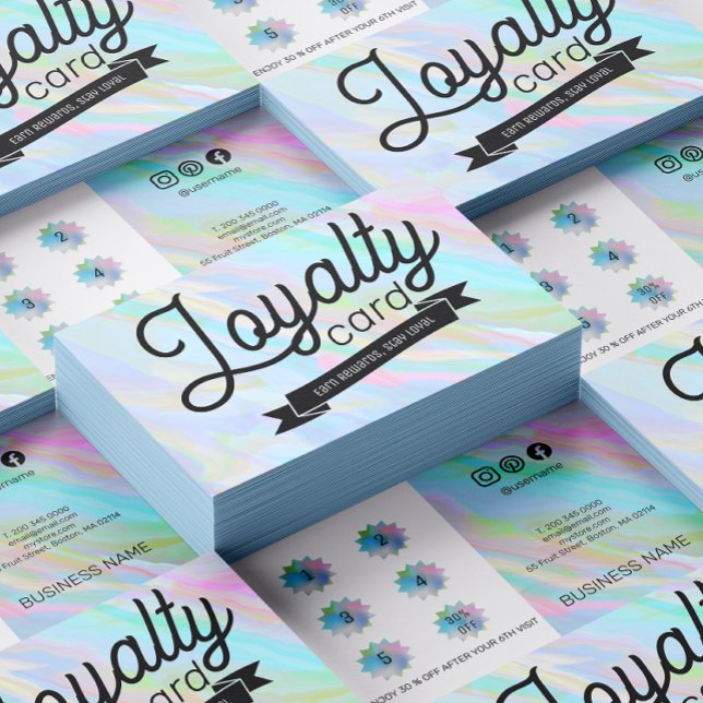Rainbow Holographic Aesthetician Social Media Loyalty Card (Rainbow Holographic Esthetician Social Media Loyalty Card)