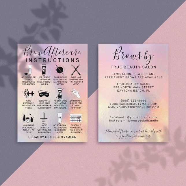 Rainbow Holographic Brows Aftercare Icon Business Card (Creator Uploaded)