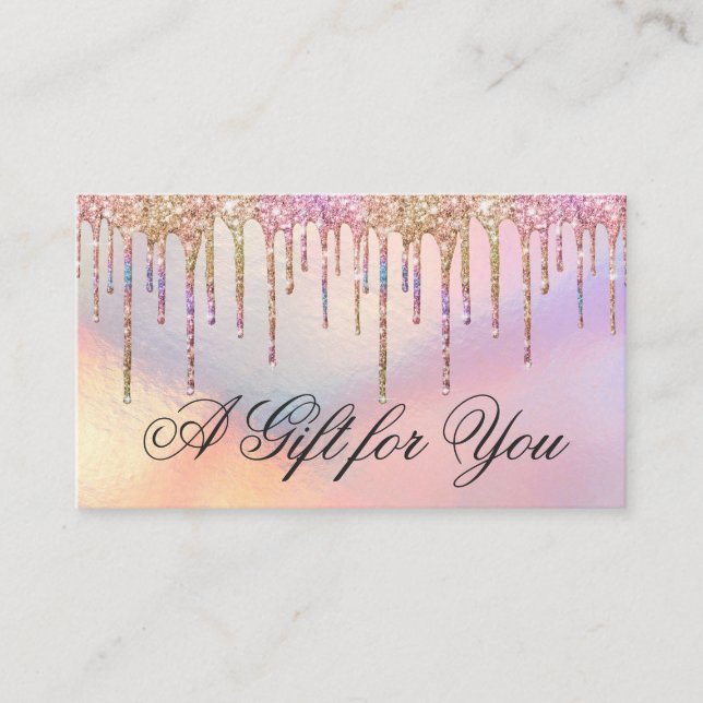 Rainbow Holographic Glitter Drips Gift Certificate (Front)