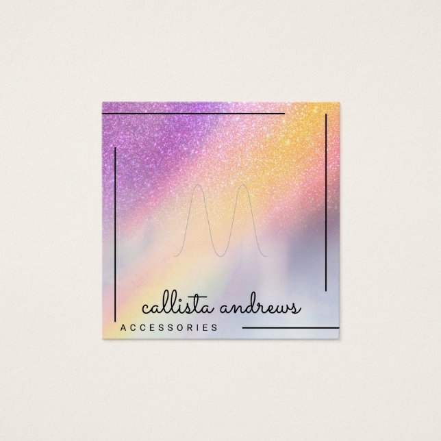 Rainbow Holographic Glitter Ombre Ring Display (Front)