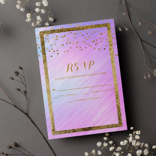 Rainbow Holographic Gold Confetti RSVP (Rainbow Holographic Gold Confetti RSV)