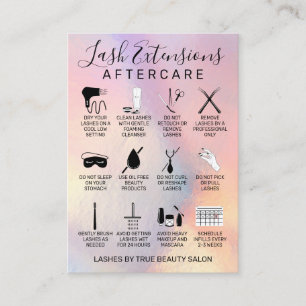 Rainbow Holographic Lash Extensions Aftercare Icon Business Card