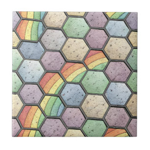 Rainbow Honeycomb Mosaic – Hexagonal Tile
