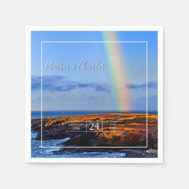 Rainbow, Hope & Happiness, Wedding Napkin (Front)