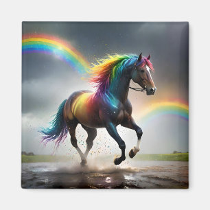 Rainbow Horse And Rainbows Rain Dance, Magnet