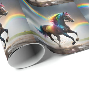 Rainbow Horse And Rainbows Rain Dance, Wrapping Paper