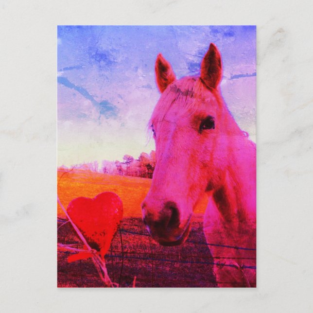 Rainbow Horse and Red Heart Postcard (Front)