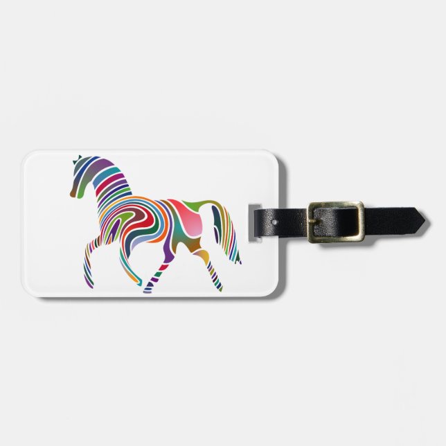 Rainbow horse design luggage tag (Front Horizontal)