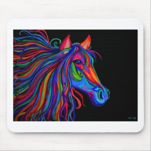 rainbow horse head mouse pad