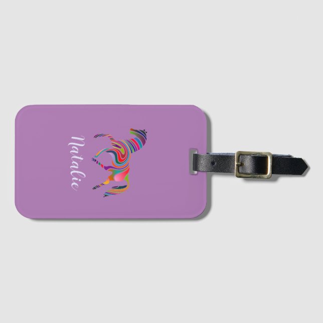 Rainbow horse no2  - your name luggage tag (Front Horizontal)
