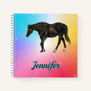 Rainbow Horse Notebook Colourful Equestrian Design