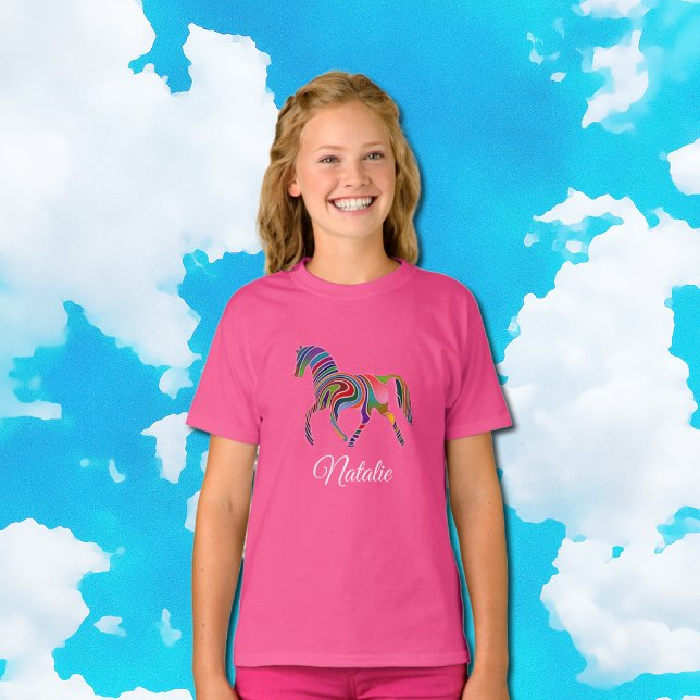 Rainbow horse  - personalised T-Shirt (Creator Uploaded)