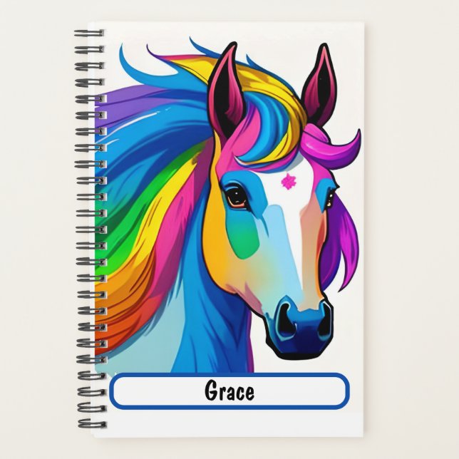Rainbow Horse Planner With Customisable Nametag (Front)
