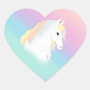 Rainbow Horse Unicorn Equestrian Girly  Heart Sticker