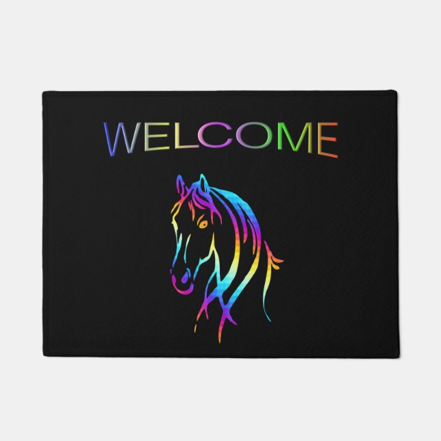 Rainbow Horse Welcome Mat (Front)