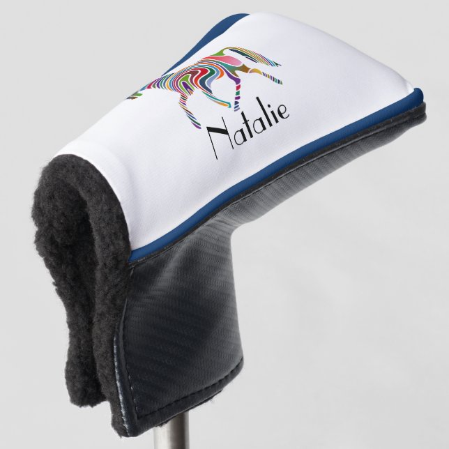 Rainbow horse  - your name golf head cover (3/4 Front)
