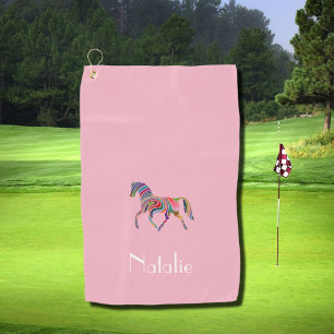 Rainbow horse - your name golf towel