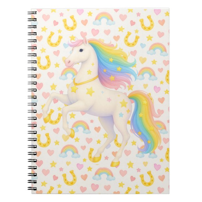 Rainbow Horses Bookbag for Kids — Cooper & Cody, C Notebook (Front)