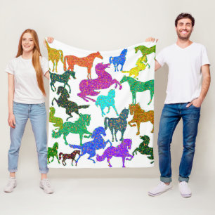 Rainbow Horses - "Dotty about Horses!" Fleece Blanket